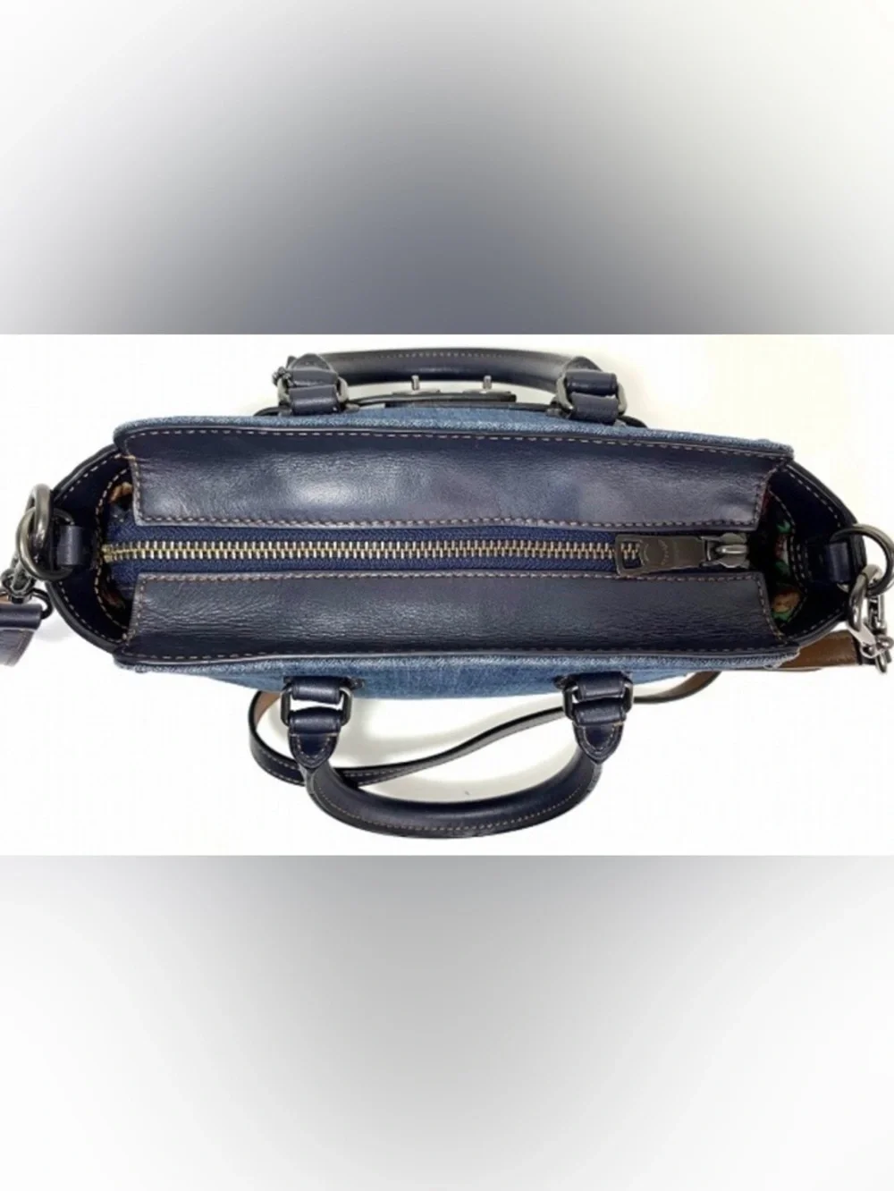 COACH Mini Denim & Black Leather Swagger Crossbody w/Gunmetal Hardware - Picture 5 of 12